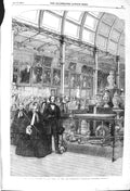 Original Old Antique Print 1857 Royal Family Art Treasures Exhibition Building