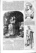 Original Old Antique Print 1857 Statue William Conqueror Beecher-Stowe Romance