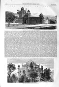 Original Old Antique Print 1857 Mutiny India Sudjer Jung Mausoleum Delhi 19th