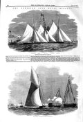 Original Old Antique Print 1857 Prince Wales Cup Pembroke Emmet Yachts Emmet
