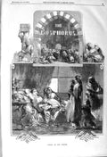 Original Old Antique Print 1857 Bosphorus Hareem Boatmen Shopping Carriage 19th
