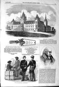 Original Old Antique Print 1857 Royal Victoria Patriotic Asylum Beranger La 19th