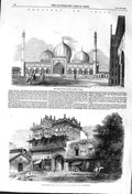 Old Antique Print 1857 India Jumma Musjid Mosque Delhi Lahore Gate House 19th