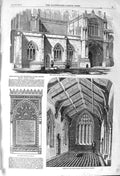 Original Old Antique Print 1857 Cotton Chapel Boston Church Memorial Tablet