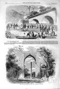 Original Old Antique Print 1857 Boat Earl Elgin Penang Arch Kotub Minar Delhi
