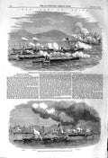 Original Old Antique Print 1857 Commodore Elliot Mandarin Junks Escape Cree 19th