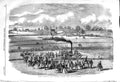 Original Old Antique Print 1857 Steam Ploughing Boydell'S Engine Louth England