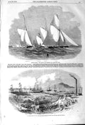 Old Antique Print 1857 Boston Regatta Yachts Fairy James Graham Silloth 19th