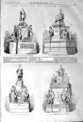 Original Old Antique Print 1857 Wellington Marshall Woddlington Thornycroft