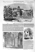 Original Old Antique Print 1857 Mutiny India Fort Agra Pearl Mosque Jehanghier