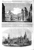 Original Old Antique Print 1857 Government War Offices Foreign Department 19th