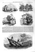 Old Antique Print 1857 Ship Transit Cape Oelar Banca Tomb Lahore Punjaub 19th