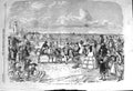 Original Old Antique Print 1857 View Sands Beach Scarborough England Victorian