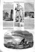 Original Old Antique Print 1857 Statue Poet Moore Dublin Bognor Sussex Gsmith