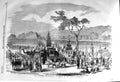 Original Old Antique Print 1857 Mohurrum Festival Procession Ghazzies Elephants