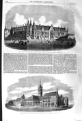 Original Old Antique Print 1857 Architecture Foreign Department Buxton Street