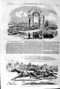 Old Antique Print 1857 Queen Keys City Aberdeen Cesarewitch Horse Racing 19th