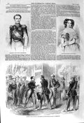 Original Old Antique Print 1857 Emperor French Russia Stuttgardt Duke Saxe 19th