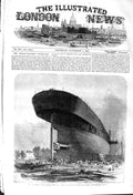 Original Old Antique Print 1857 Leviathan Great Eastern Steam Ship B Victorian