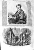 Original Old Antique Print 1857 Lord Mayor Elect Robert Carden Hawarden Church