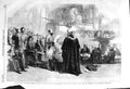 Original Old Antique Print 1857 State Sword Freedom London Guidlhall Cambridge