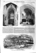 Original Old Antique Print 1857 Wimborne Minster Floods Guardamiglio Placenza