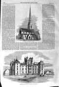 Antique Old Print *3727 1857 Church Powerscourt Wicklow Panmure Angus Lord