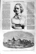 Original Old Antique Print 1857 Alfred Tennyson Poet Laureate Bust War Victorian