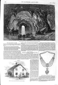 Old Antique Print 1857 Blue Grotto Capri Cottage Badge Chain Mayor Hull 19th