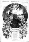 Original Old Antique Print 1857 Christmas Supplement Poem 19th
