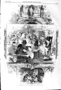 Original Old Antique Print 1857 King The Bean Dinner Table Scene 19th