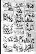 Original Old Antique Print 1857 Rebuses Charles Bennett Comedy Letters Cari 19th