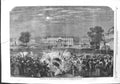 Original Old Antique Print 1858 Scene Fireworks Mahalet Moorshedabad Nawab 19th