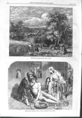 Original Old Antique Print 1858 Agriculture Farming Hay Making Good Samaritan