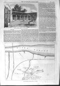 Original Old Antique Print 1858 Cawnpore Massacre Plan High Wheeler River 19th