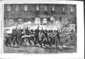 Original Old Antique Print 1858 Torchlight Procession New York Firemen America