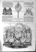 Old Antique Print 1858 Communion Plate Chapel St. James Princess William 19th