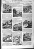 Original Old Antique Print 1858 Earthquake Naples Italy Tito Atena Potenza 19th