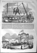 Old Antique Print 1858 Elephants Calcutta Natives European Troops Bombay 19th