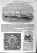 Original Old Antique Print 1858 Livingstone Boat Zambesi River Church Raphael