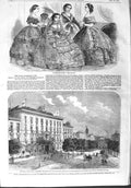 Original Old Antique Print 1858 Frederick William-Place Aix-La-Chapelle Fashion