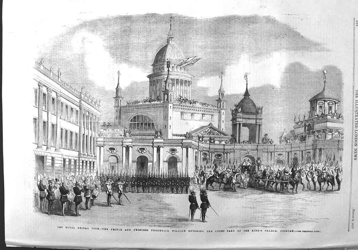 Original Old Antique Print 1858 Royal Wedding Prince Frederick William Potsdam
