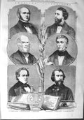 Old Antique Print 1858 American Men Halleck Bryant Taylor Bancroft Willis 19th