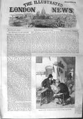Original Old Antique Print 1858 Scene Newspaper Reader Dog People Victorian