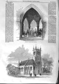 Original Old Antique Print 1858 Baptism Escrick Parish Church Yorkshire England