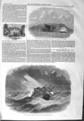 Original Old Antique Print 1858 Ship Princess Charlotte Cape Good Hope St. Paul