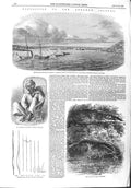 Old Antique Print 1858 Andaman Islands Ship Pluto Islanders Hut Weapons 19th