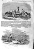 Original Old Antique Print 1858 America Pawnees Indians Scene Trapping Victorian