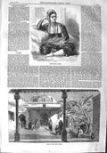 Original Old Antique Print 1858 Moorish Lady Algiers Court Maleki Cadi Algeria