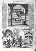 Original Old Antique Print 1858 Pavilion Casbah Algiers Family Hussein Pacha